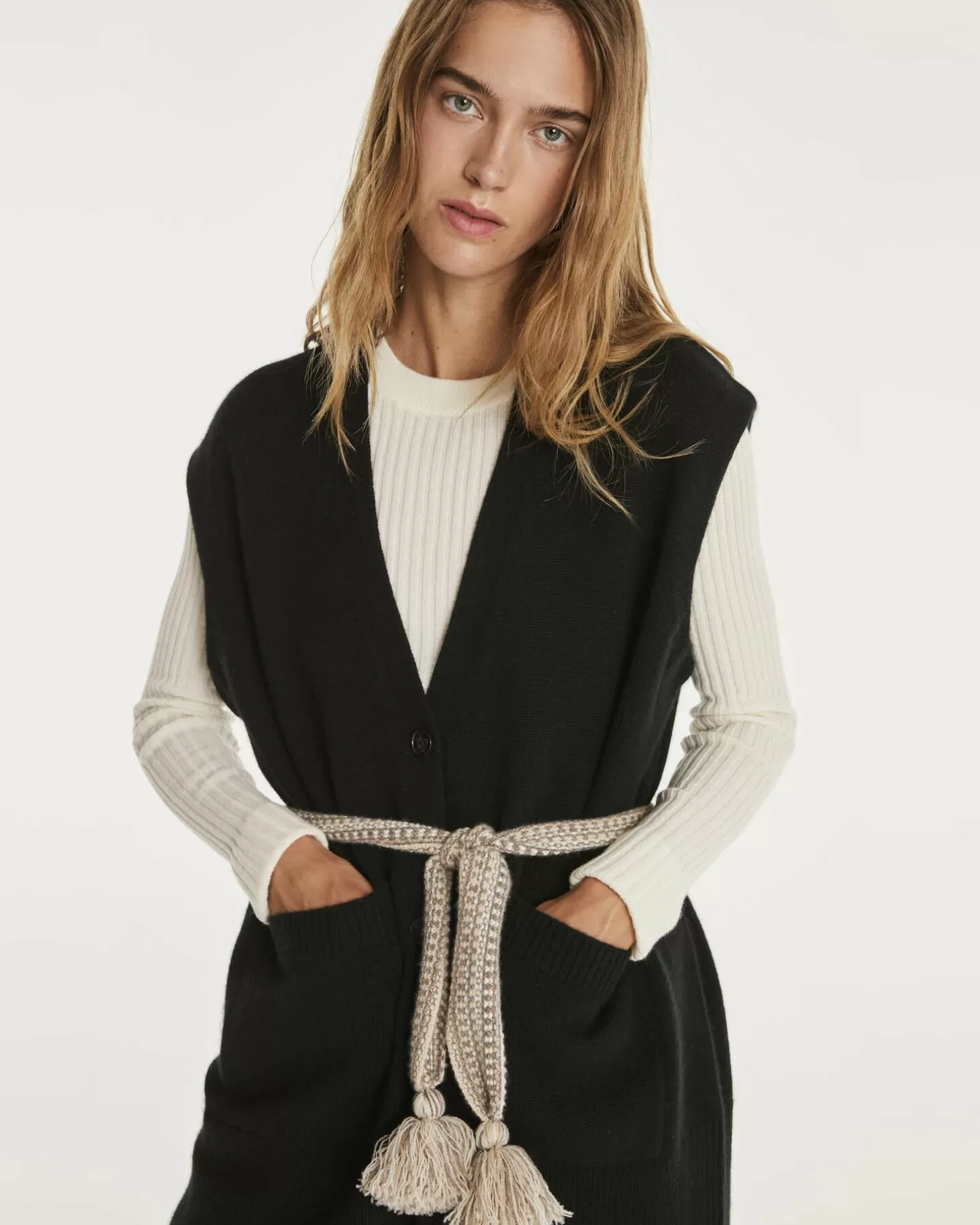 Femme Kujten Gilets & Vestes*Cardigan Cachemire Col V Sans Manches