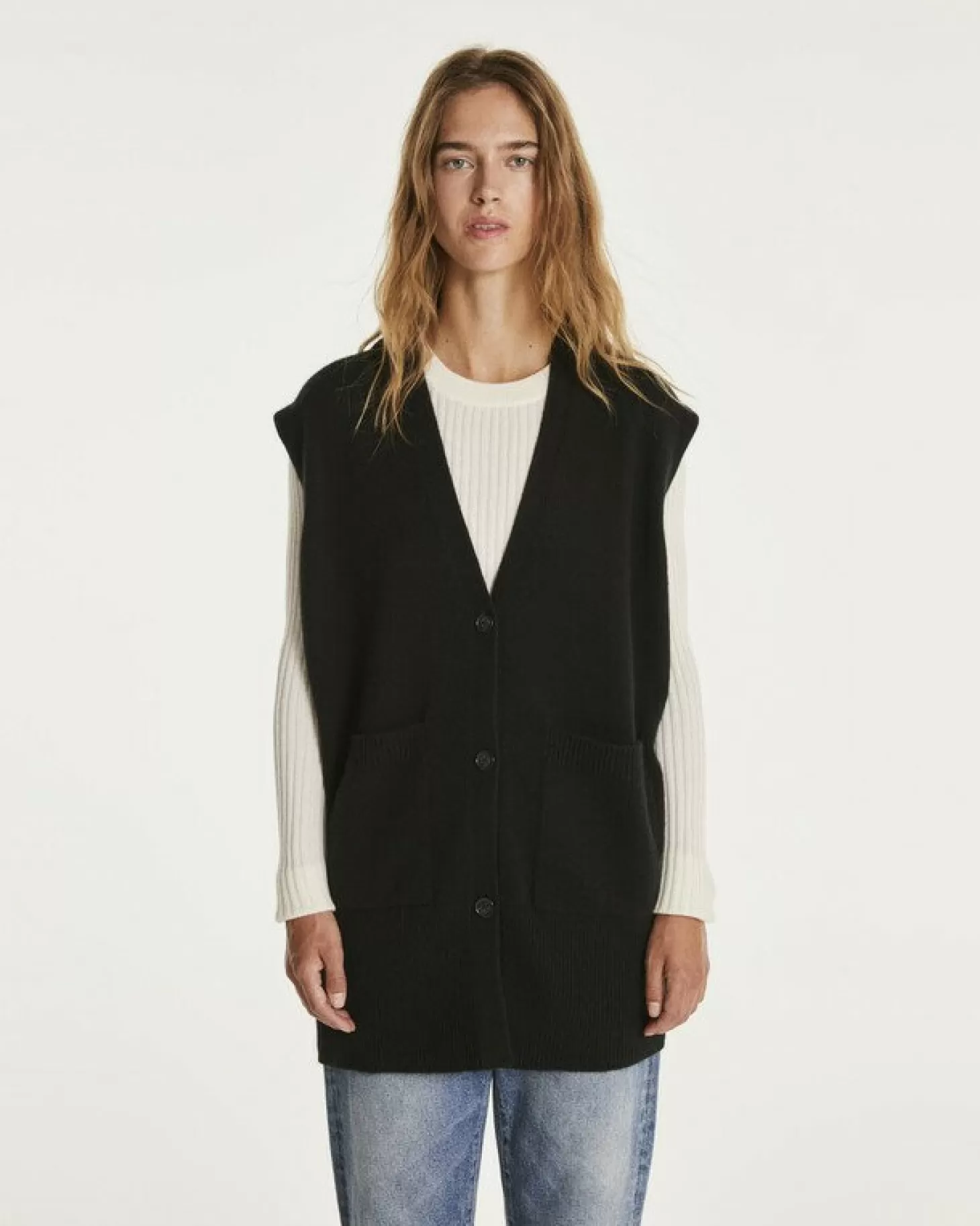 Femme Kujten Gilets & Vestes*Cardigan Cachemire Col V Sans Manches