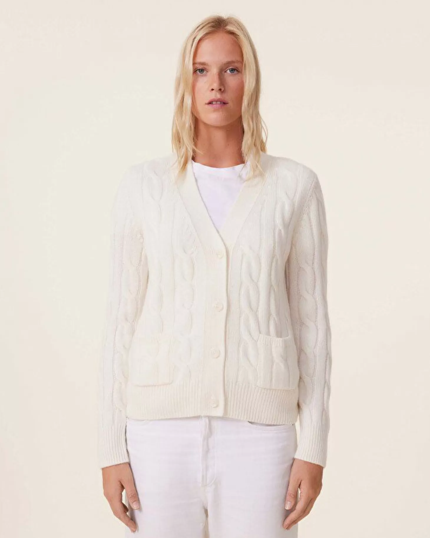 Femme Kujten Gilets & Vestes*Cardigan Court Cachemire Torsade, 8 Fils