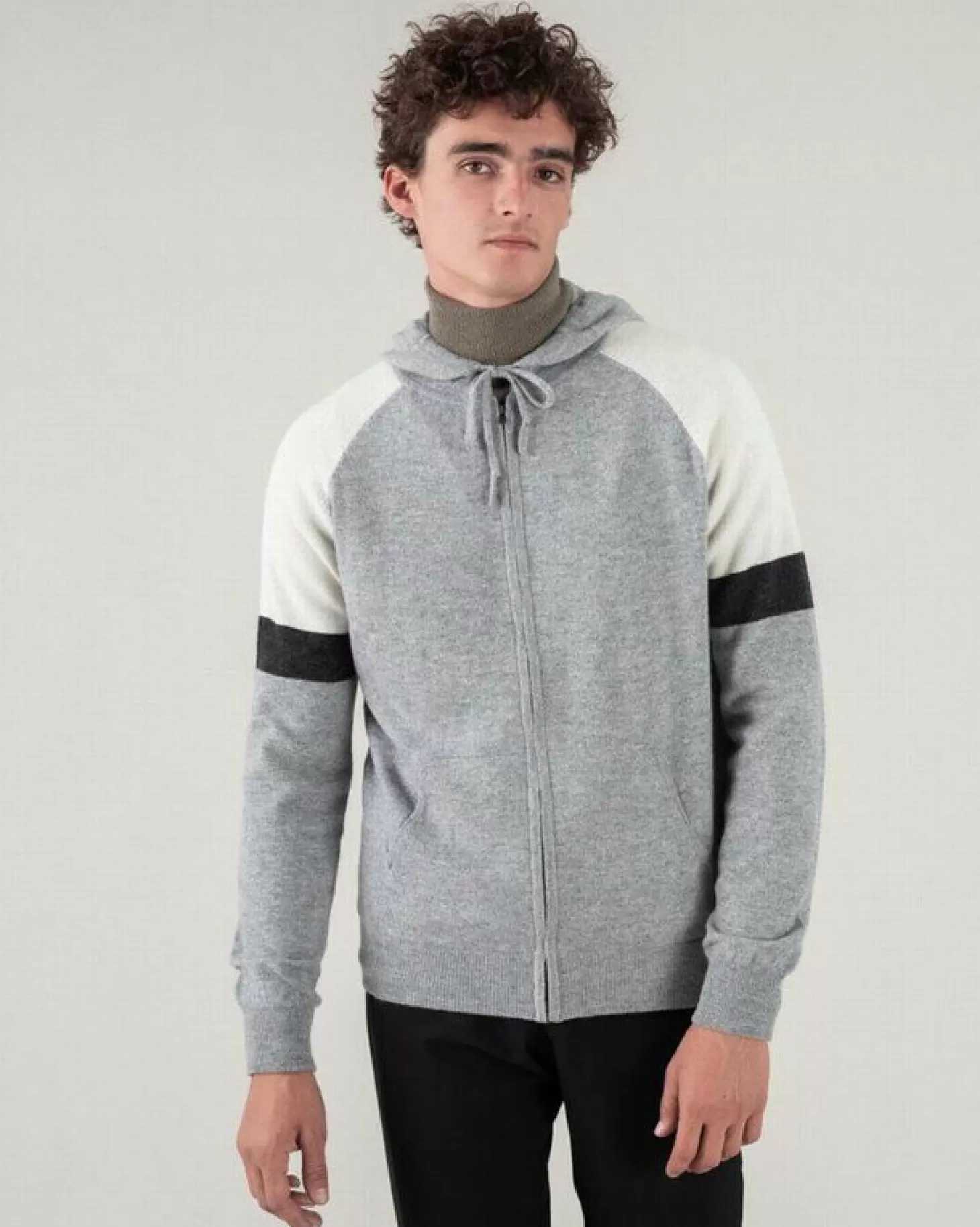 Homme Kujten Ensembles*Gilet Cachemire Zippe Manches Tricolores