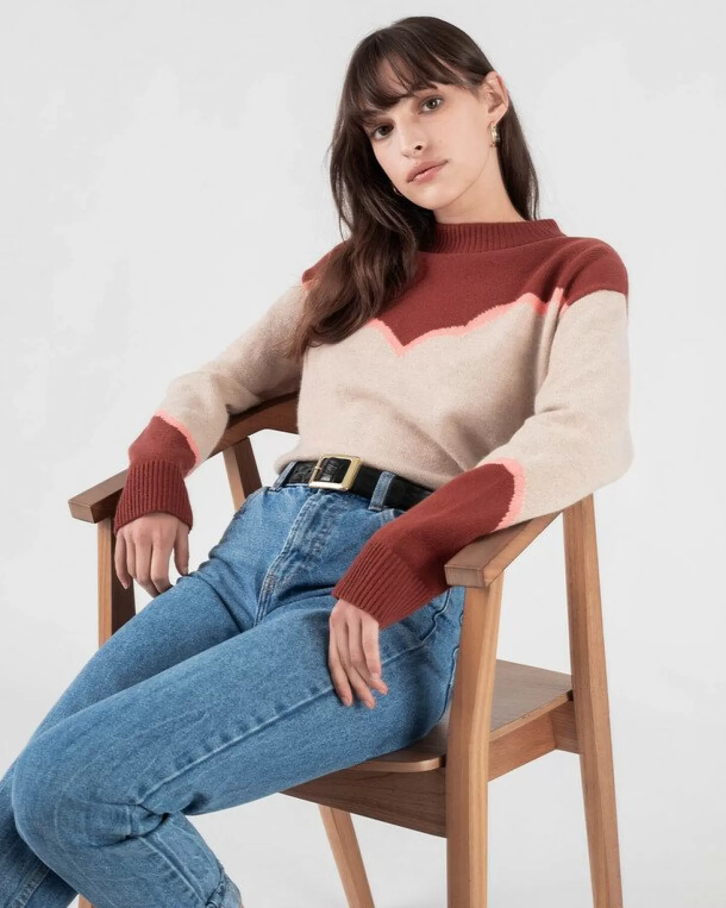 Femme Kujten Pulls & Sweats*Pull Cachemire Col Rond Bicolore