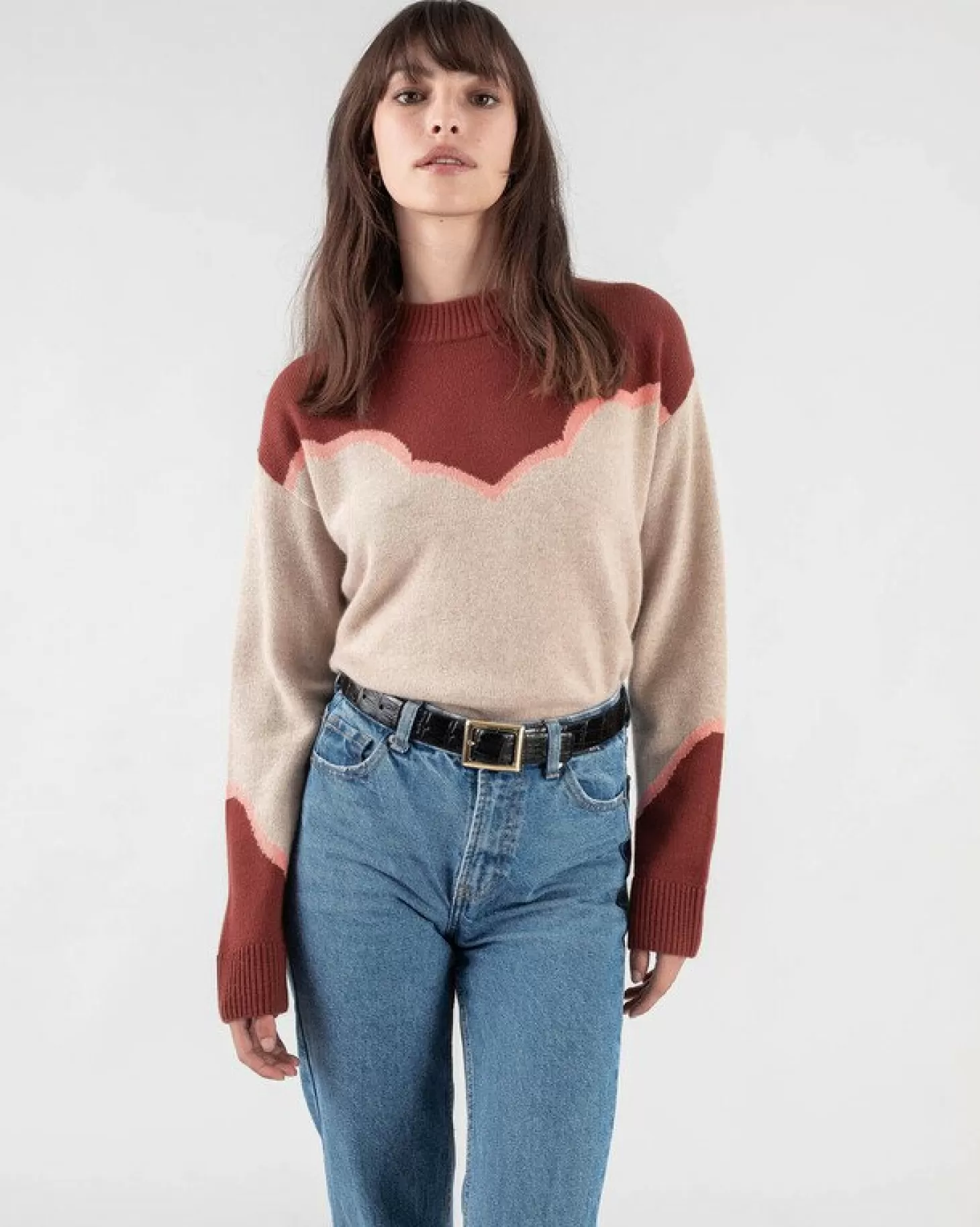 Femme Kujten Pulls & Sweats*Pull Cachemire Col Rond Bicolore
