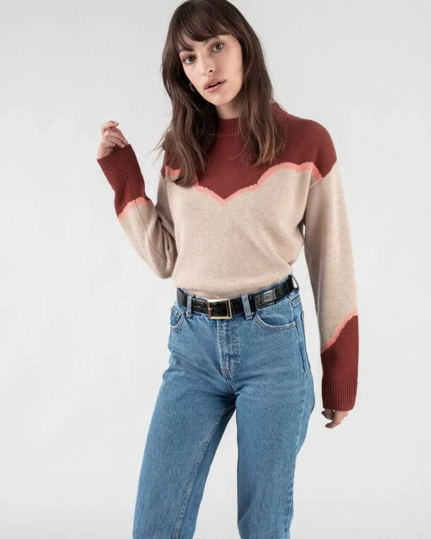 Femme Kujten Pulls & Sweats*Pull Cachemire Col Rond Bicolore