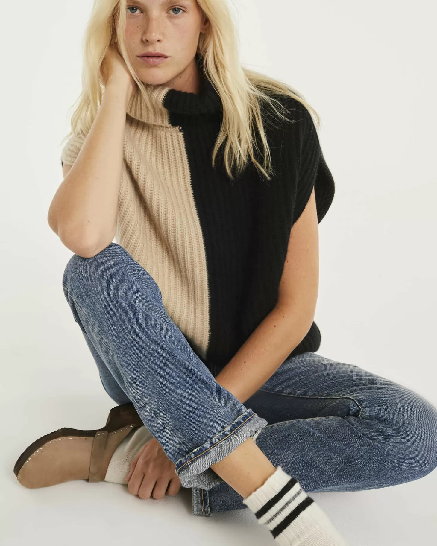 Femme Kujten Pulls & Sweats*Pull Cachemire Col Roule Colorblock