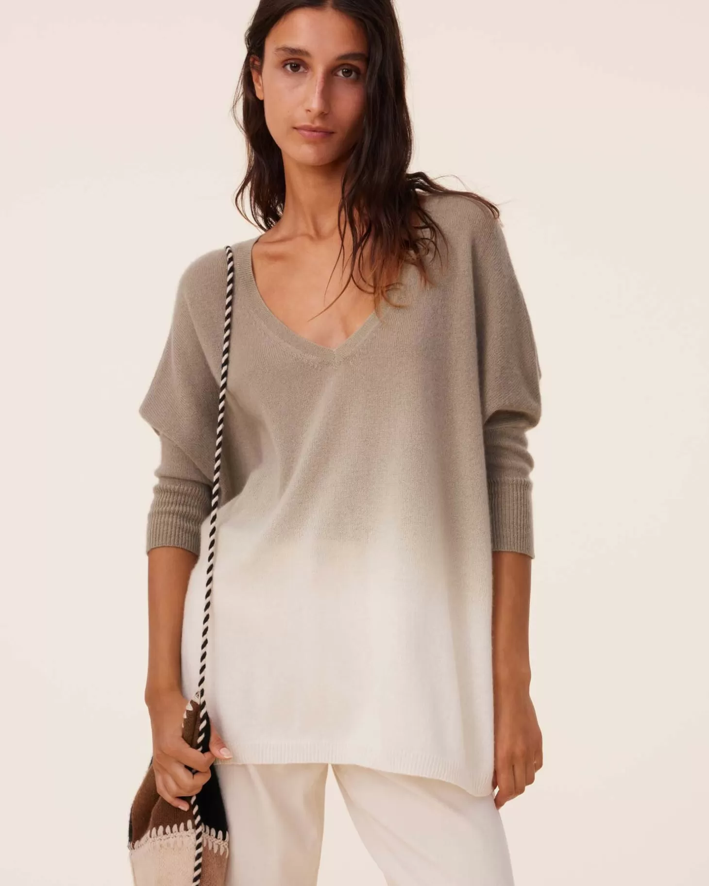 Femme Kujten Pulls & Sweats*Pull Cachemire Col V Oversize Dip Dye, 2 Fils