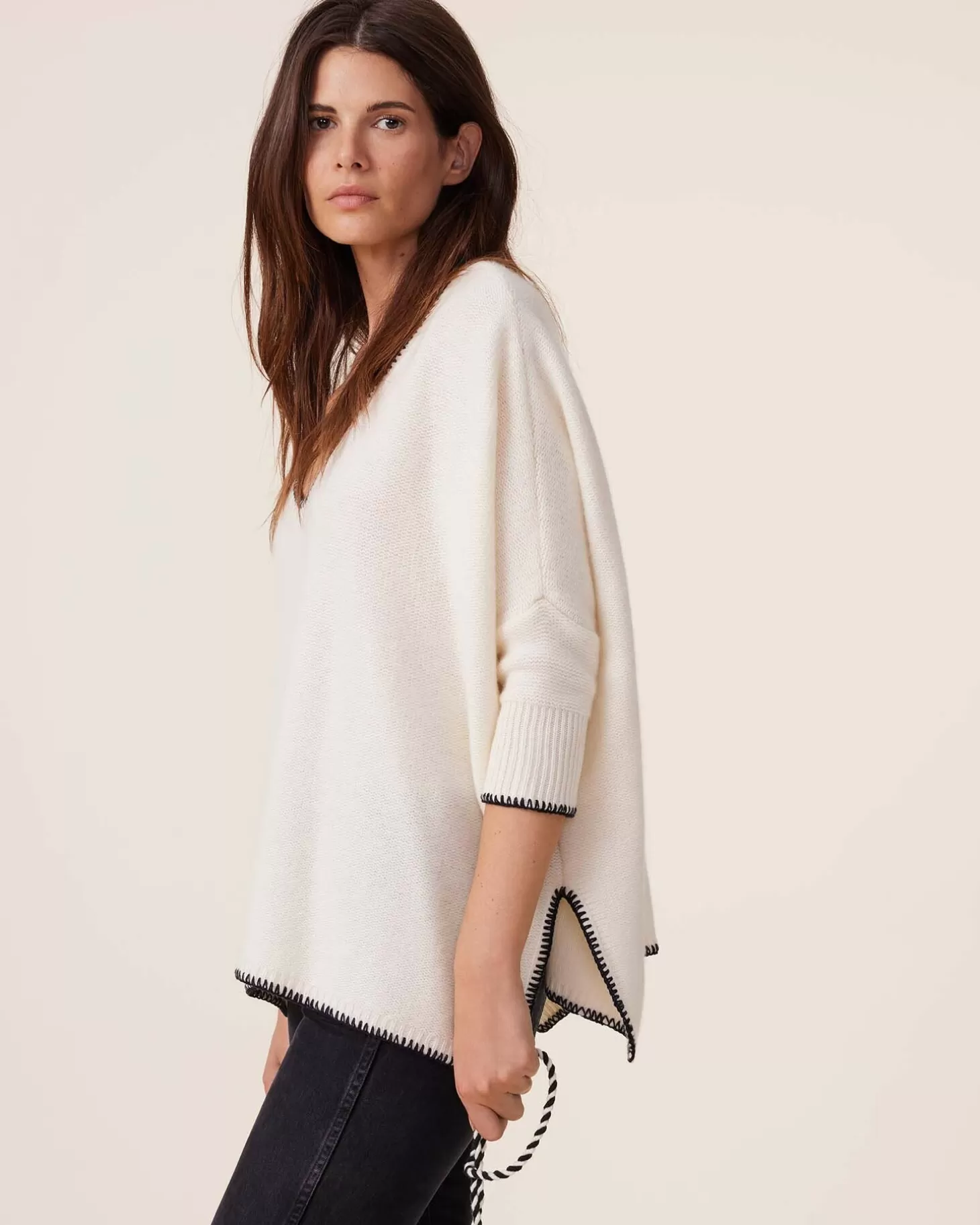 Femme Kujten Pulls & Sweats*Pull Cachemire Col V Oversize Manche 3/4, 6 Fils