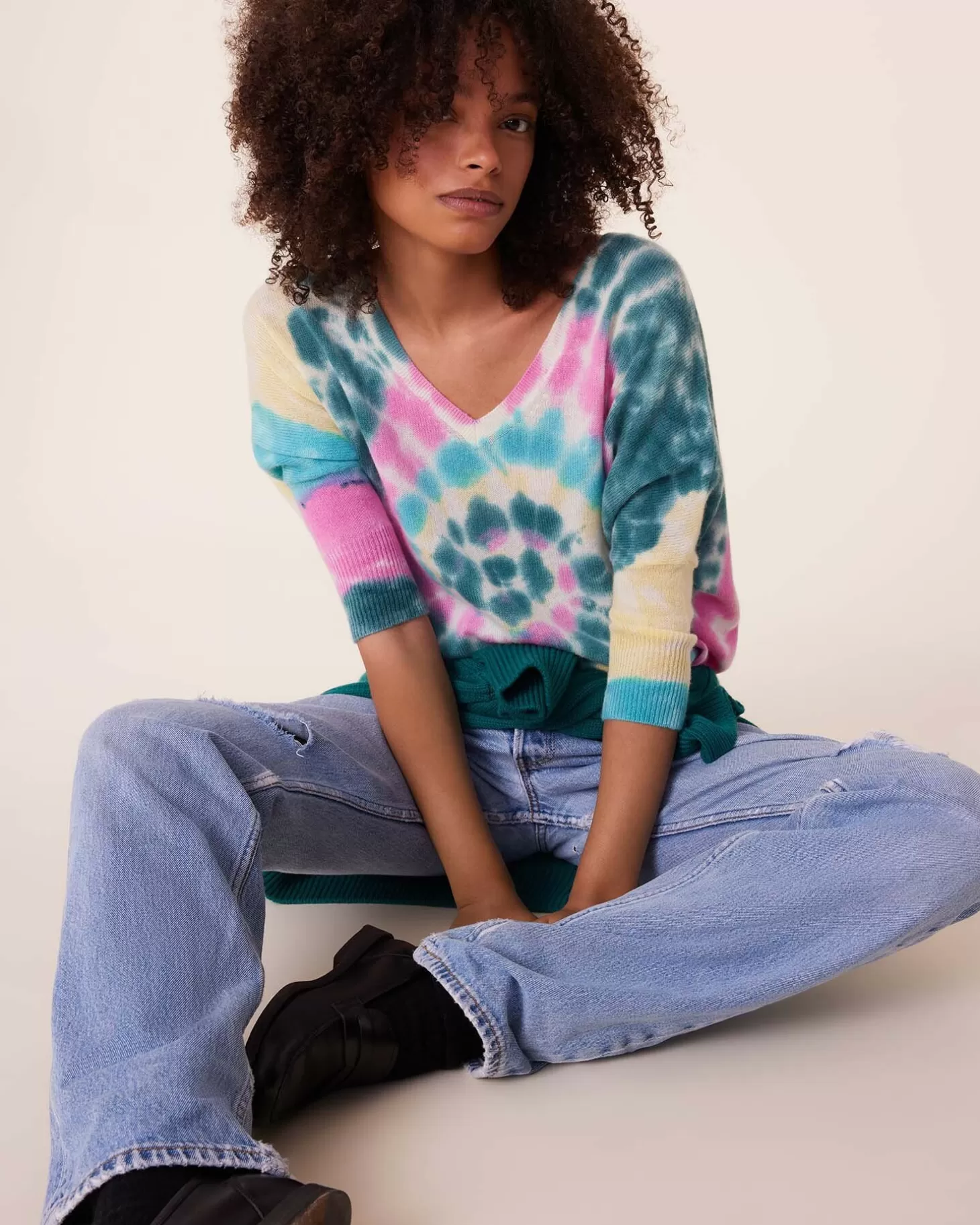 Femme Kujten Pulls & Sweats*Pull Cachemire Col V Oversize Tie & Dye, 2 Fils
