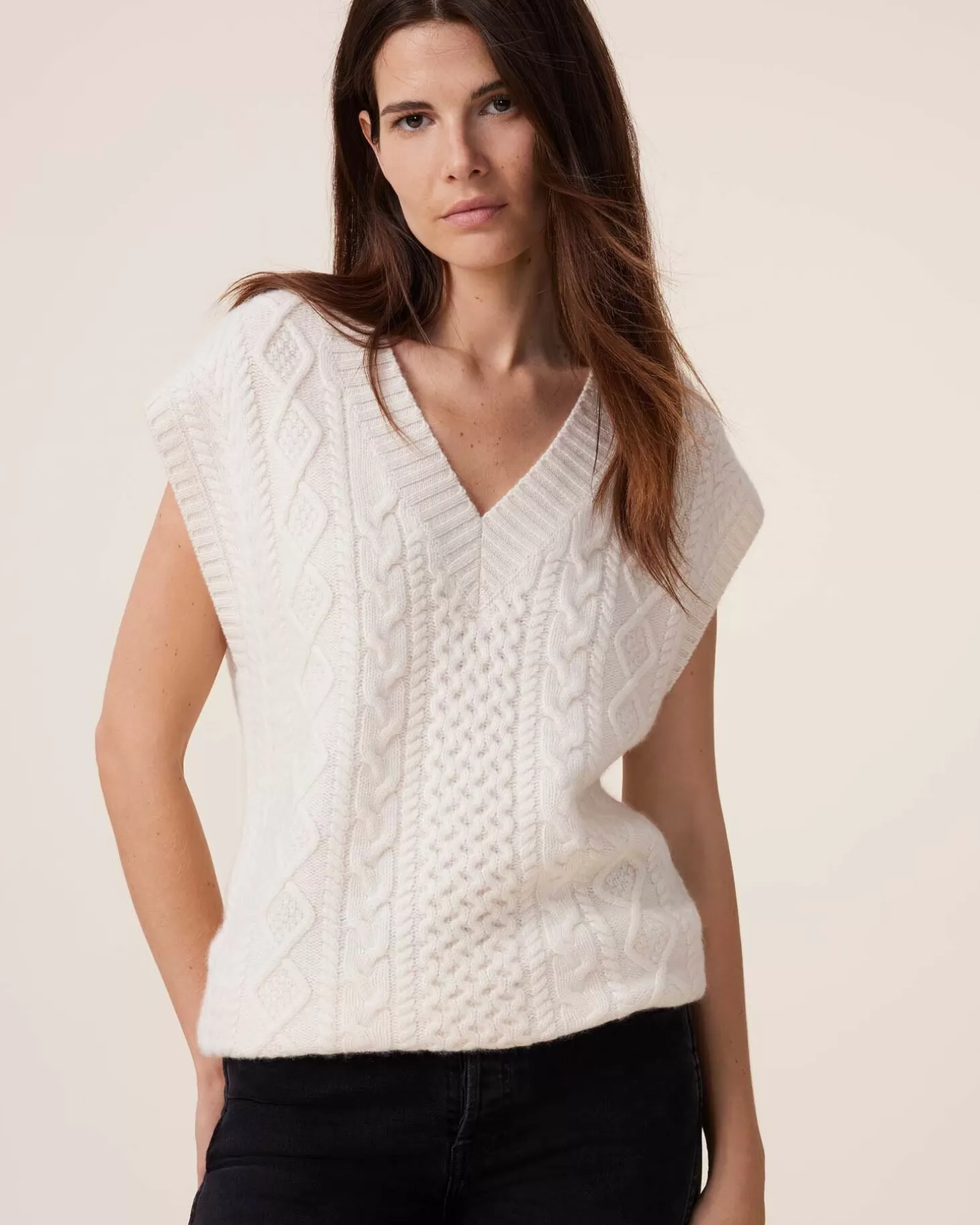 Femme Kujten Pulls & Sweats*Pull Cachemire Col V Sans Manches, 8 Fils