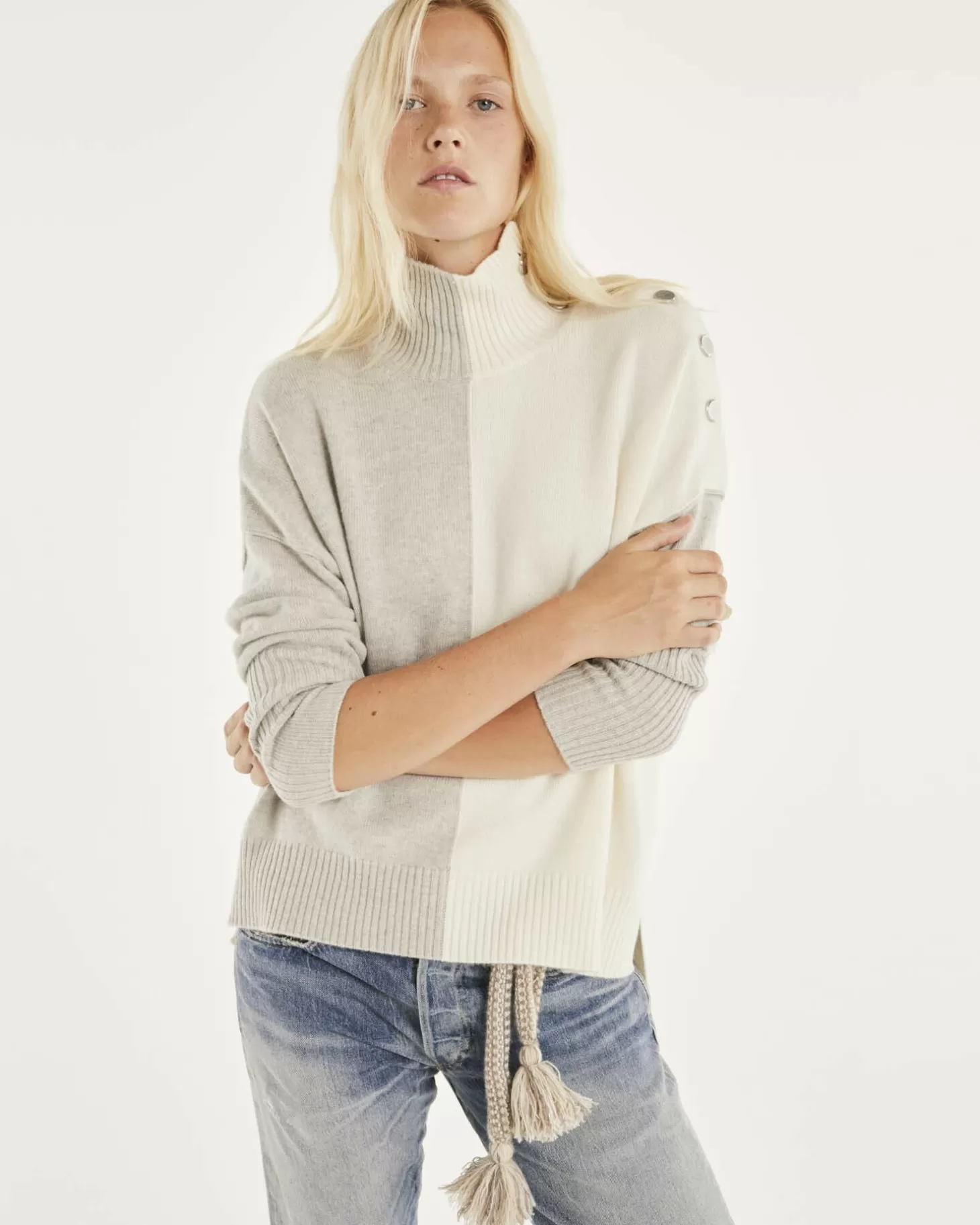 Femme Kujten Pulls & Sweats*Pull Cachemire Femme Col Roule A Boutons