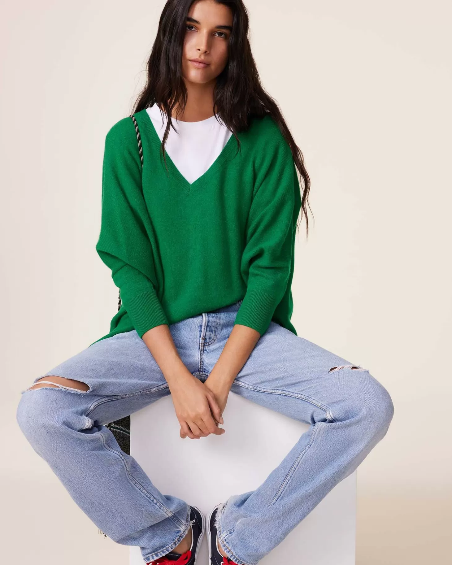 Femme Kujten Pulls & Sweats*Pull Cachemire Femme Col V Oversize, 2 Fils