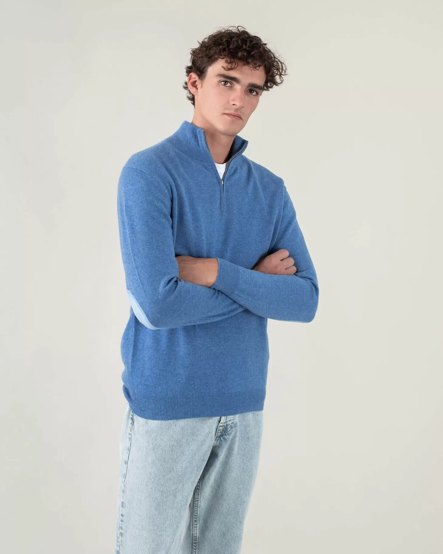 Homme Kujten Pulls & Sweats*Pull Cachemire Homme Col Roule Uni Avec Patchs Aux Coudes