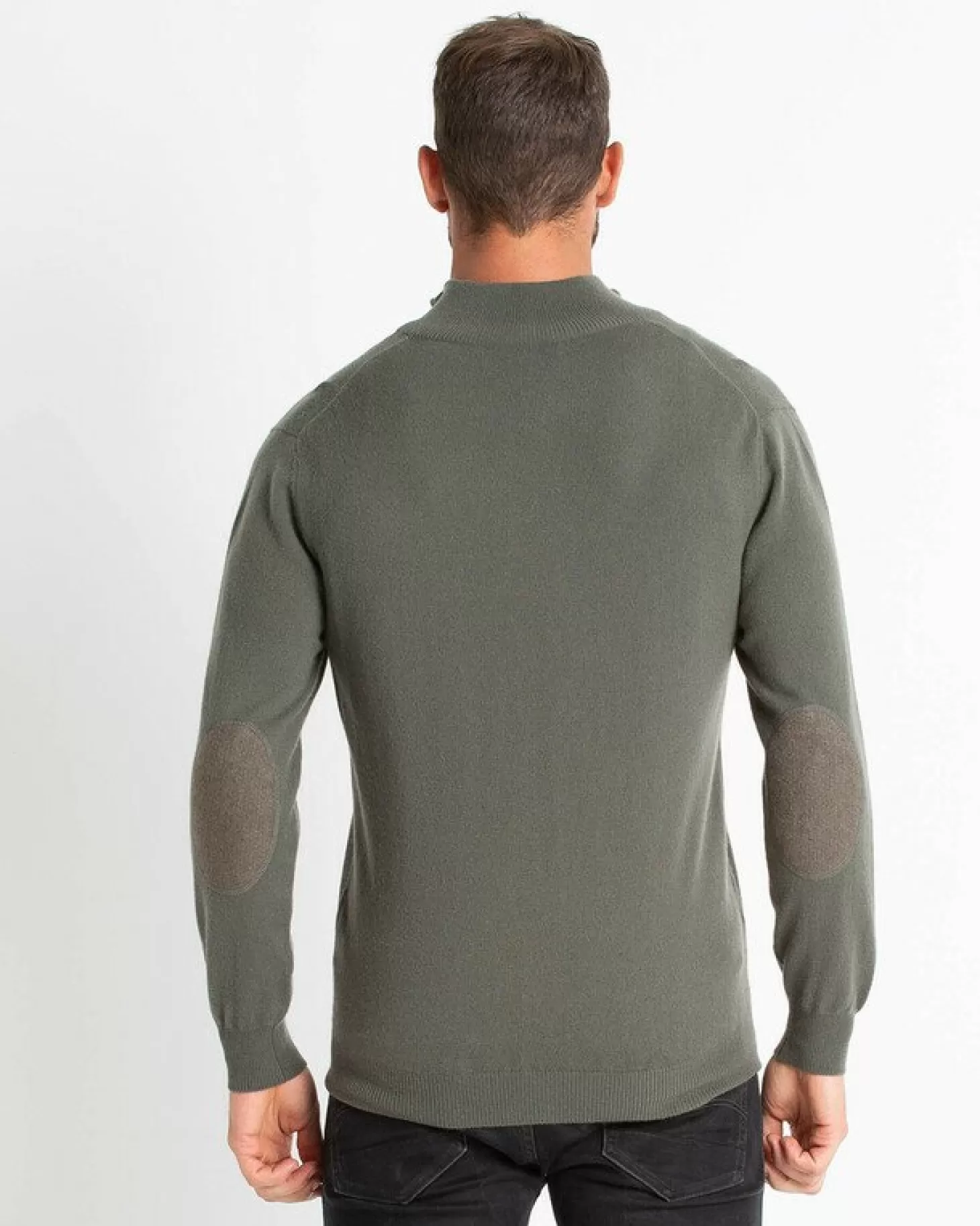 Homme Kujten Pulls & Sweats*Pull Cachemire Homme Col Roule Uni Avec Patchs Aux Coudes
