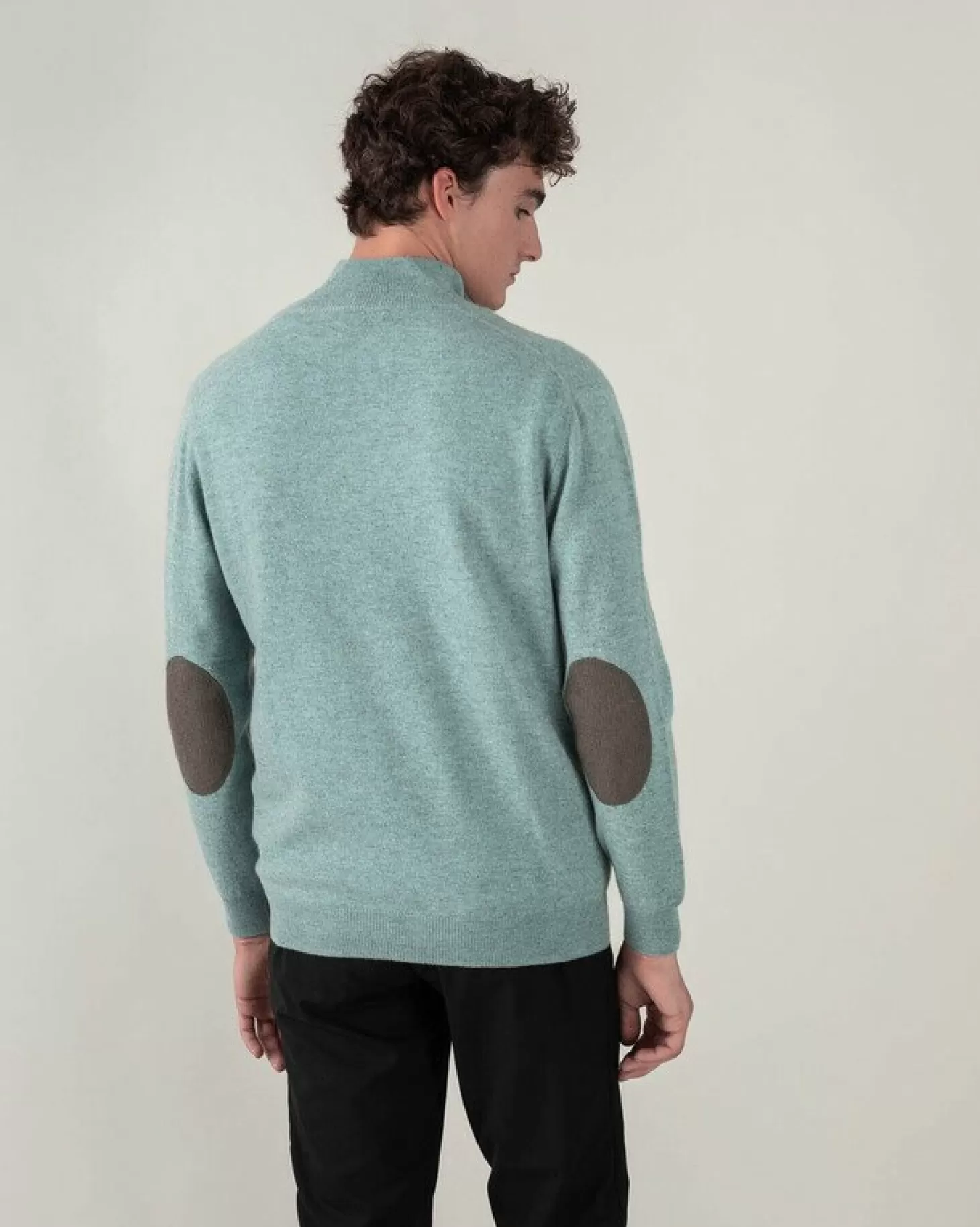 Homme Kujten Pulls & Sweats*Pull Cachemire Homme Col Roule Uni Avec Patchs Aux Coudes