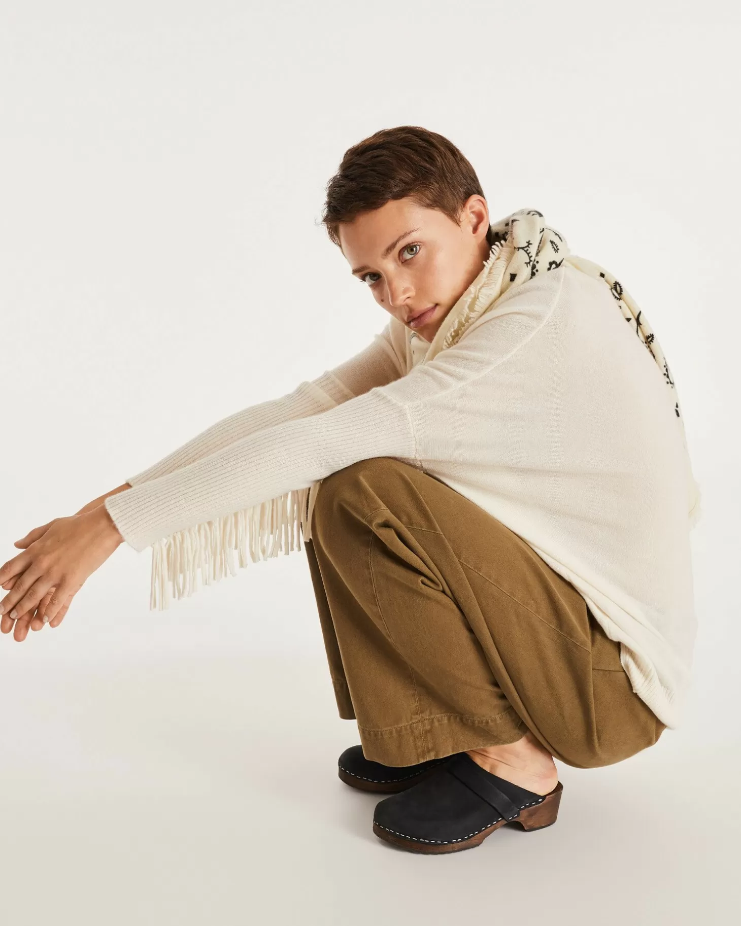 Femme Kujten Pulls & Sweats*Pull Col Rond Cachemire Femme Avec Franges, 2 Fils