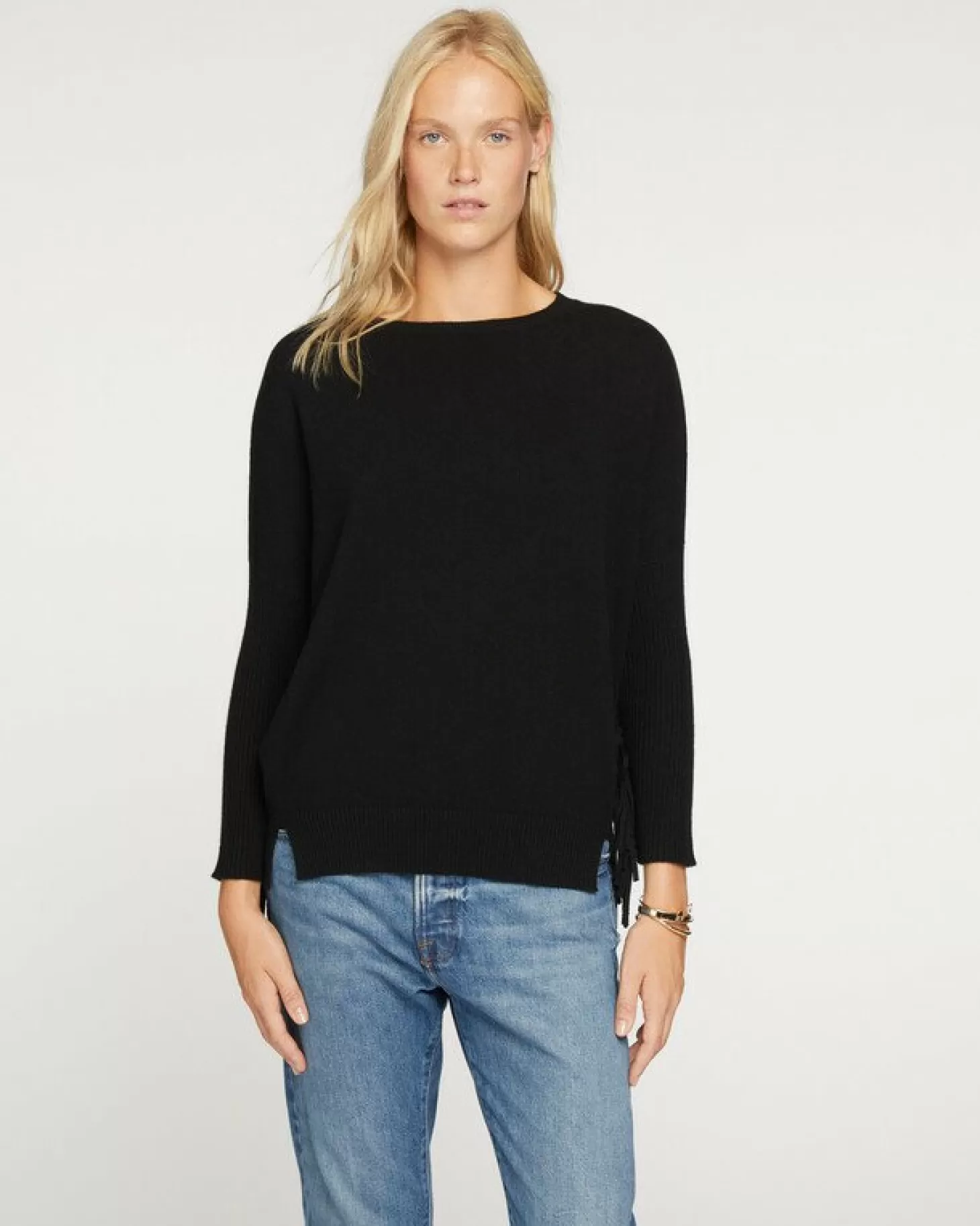 Femme Kujten Pulls & Sweats*Pull Col Rond Cachemire Femme Avec Franges, 2 Fils