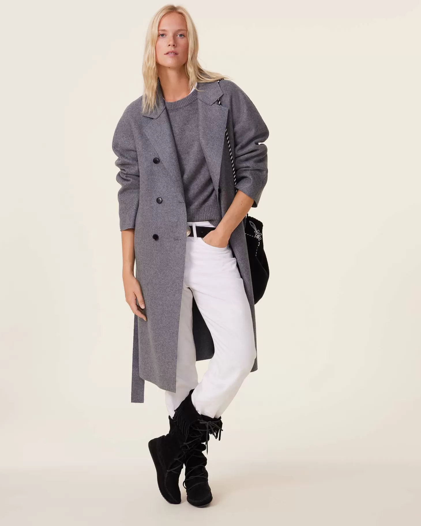 Femme Kujten Manteaux*Trench Bords Vifs Cachemire Tisse